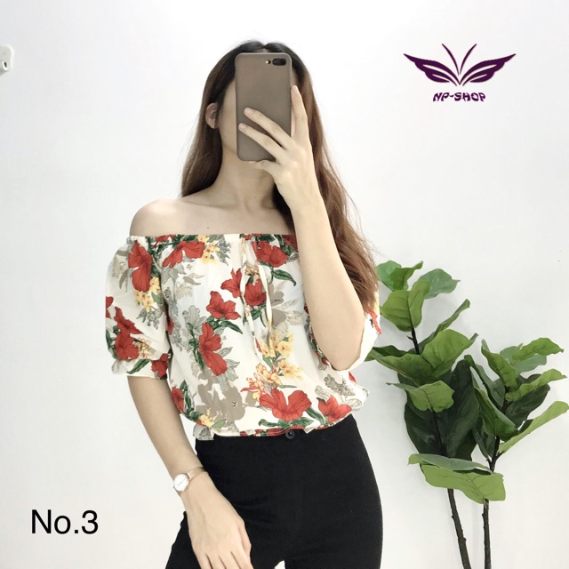 Áo trễ vai hoa nữ tính- kèm video/ ảnh thật | BigBuy360 - bigbuy360.vn
