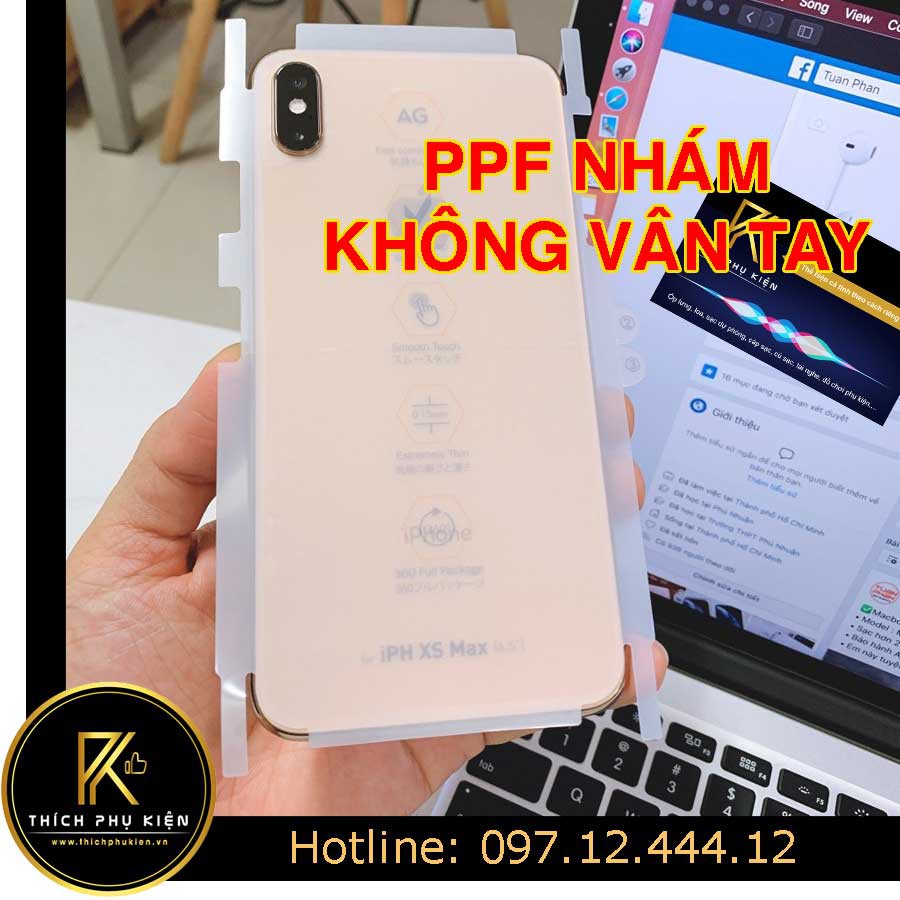 Miếng Dán PPF Nhám Chống Bám Vân Tay Mặt Lưng iPhone 7/8/7 Plus/8 Plus/X/Xs/Xs Max