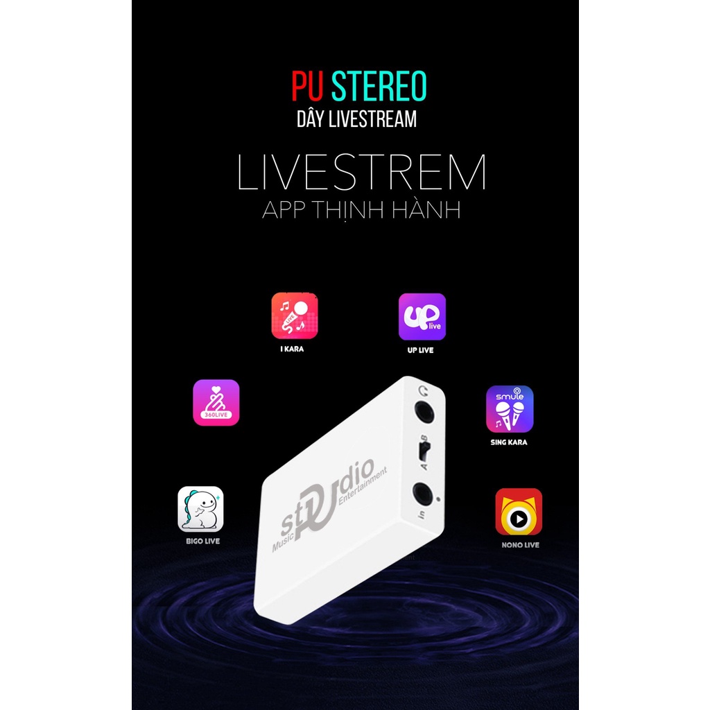 Dây livestream PU Stereo  Lightning, Box livestream cho âm thanh 100%