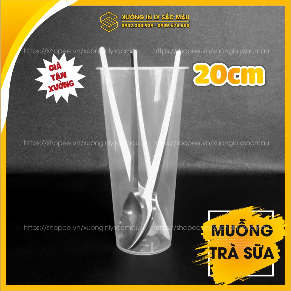 Sỉ 100 muỗng nhựa dài 20cm dành cho quán trà sữa, sinh tố