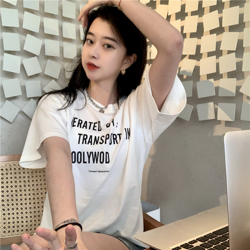 Áo Thun Nữ Ngắn Tay In Chữ Nhiều Màu Thời Trang