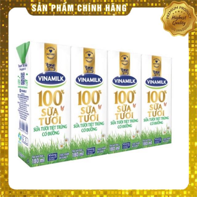 Lốc 4 Hộp Sữa Tươi Vinamilk Có Đường 180ml