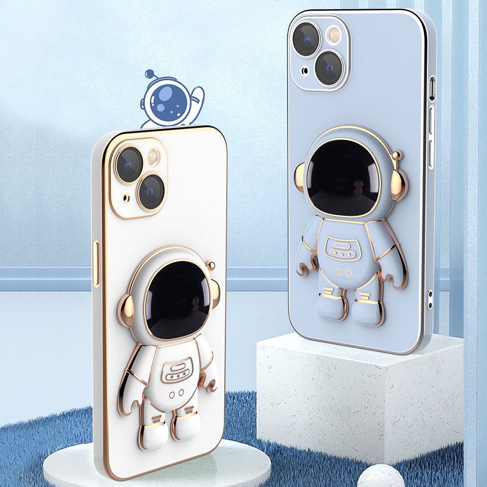 Ốp Điện Thoại Tpu Mạ Điện Hình Phi Hành Gia Sang Trọng Có Giá Đỡ Ẩn Cho Iphone 13promax 13 12 11