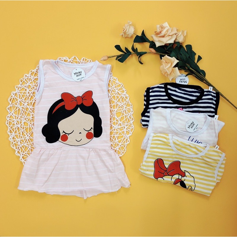Set 4 Váy Kẻ Sát Nách Cho Bé Gái Hoạ Tiết Ngộ Nghĩnh