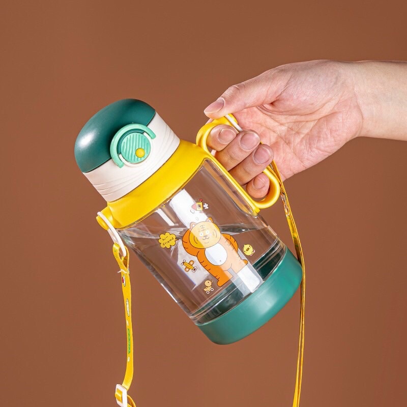 Bình nước có dây đeo và ống hút cho bé yêu dung tích 500ml