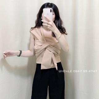 áo lệch vai nơ nhún lưng