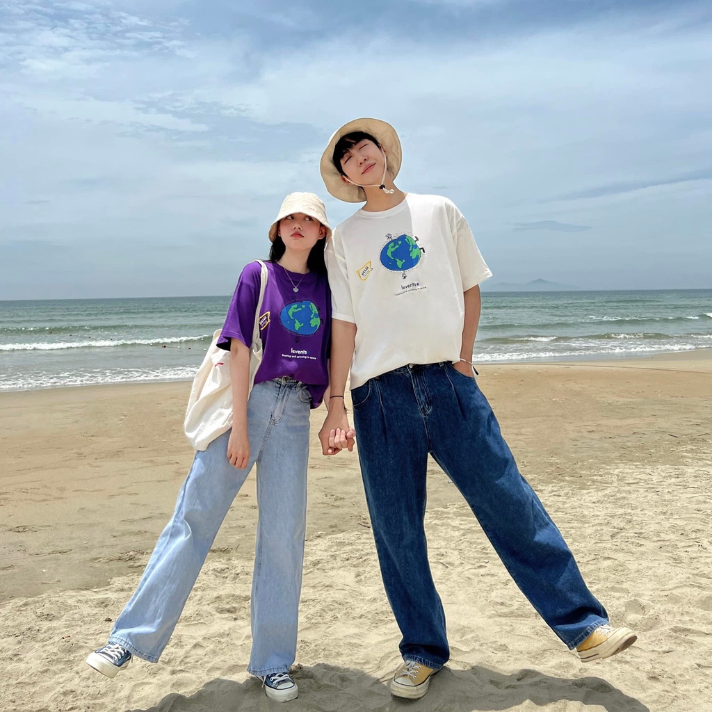 Áo Thun LEVENTS EARTH tee White/Purple Hàng Chính Hãng