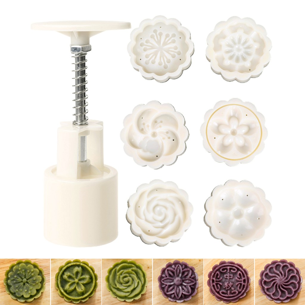 Bộ 6 Khuôn In Làm Bánh Trung Thu 50g Diy