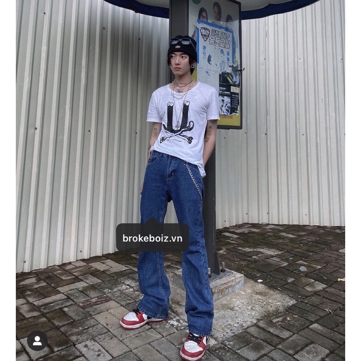 Quần jeans nam ống loe basic