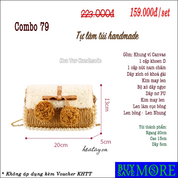 Combo 79- Tự làm túi đan len handmade Cherry, Bộ nguyên liệu đầy đủ.Túi handmade tiktok - Hàng có sẵn, có hướng dẫn.