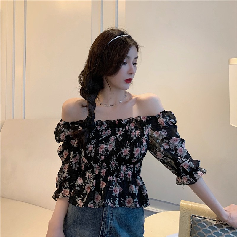 IELGY Áo Voan Họa Tiết Hoa Tay Dài Thời Trang Dành Cho Nữ