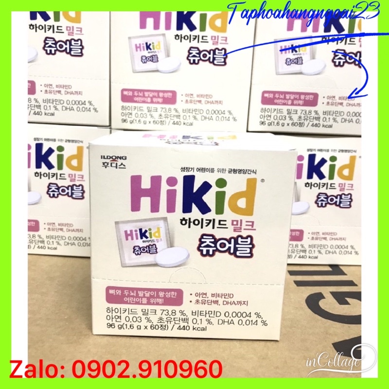 ⭐️⭐️SỮA HIKID ILDONG DẠNG VIÊN HỘP 60 VIÊN HÀN⭐️⭐️