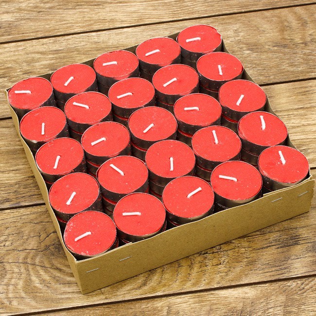 Nến Tealight đỏ đốt đèn xông tinh dầu - đèn cầy trang trí viên tròn mini cháy hơn 4 giờ