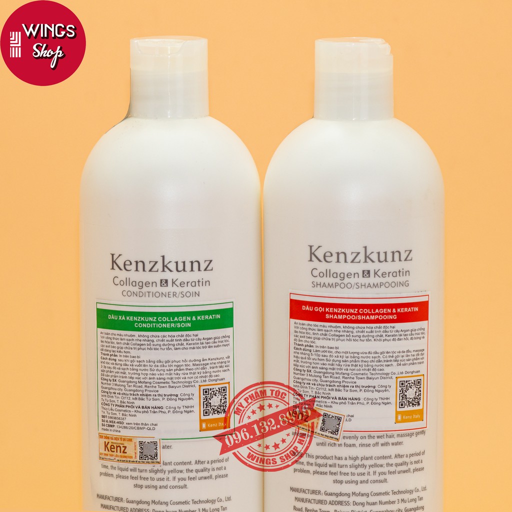 Cặp Dầu Gội Xả Kenz Collagen & Keratin 750ML | Giảm Rụng Tóc, Phục Hồi Tóc Khô Xơ, Giữ Màu Tóc Nhuộm | Hàng Chính Hãng