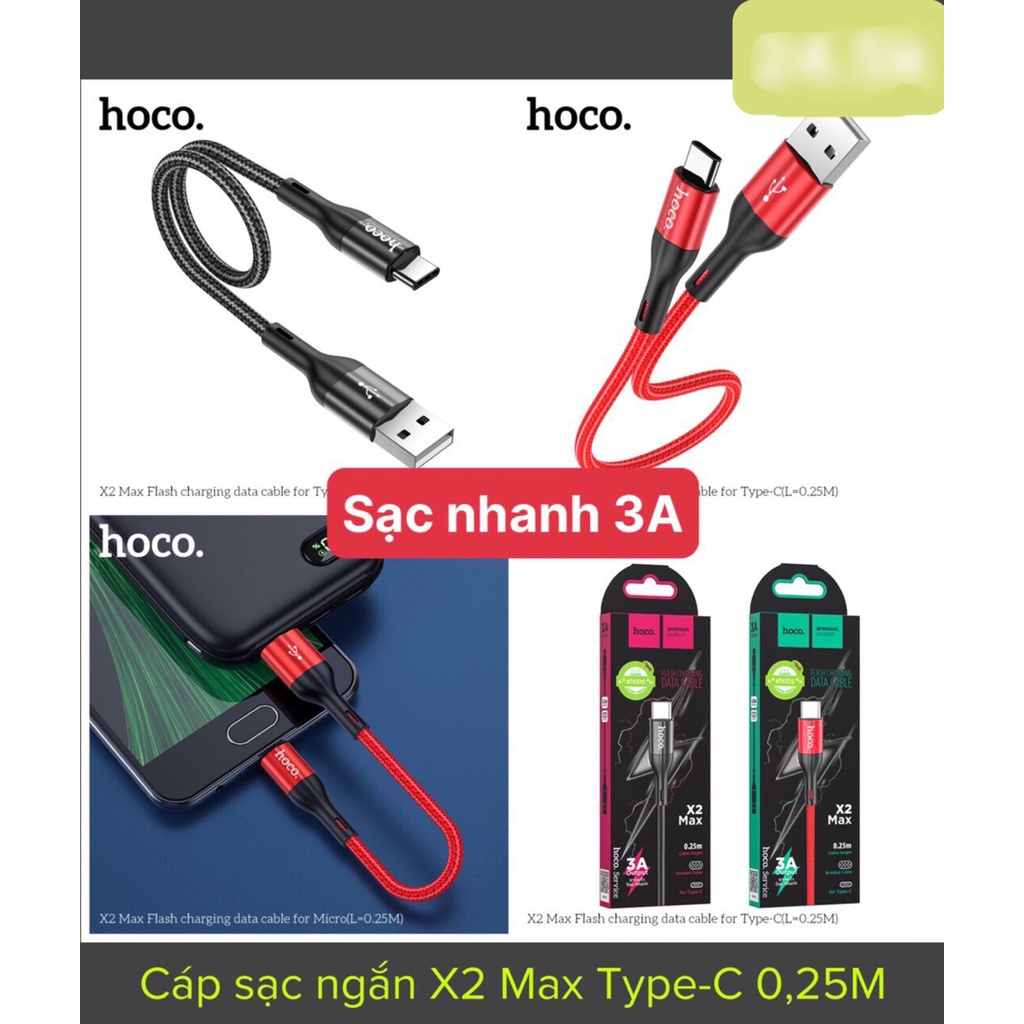 CÁP SẠC DÂY DÙ HOCO CHỐNG GẪY CHỐNG ĐỨT 25CM HỔ TRỢ SẠC NHANH 3A !