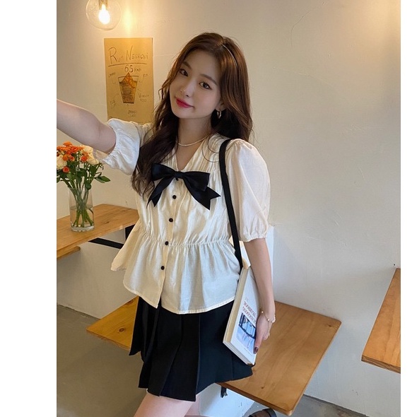 SET BỘ ÁO TƠ MIX CVAY KÈM TAG NƠ RỜI LOLLA_FASHION