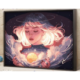 (sẵn) Tranh sơn dầu số hóa kích thước 40x50cm (có khung)