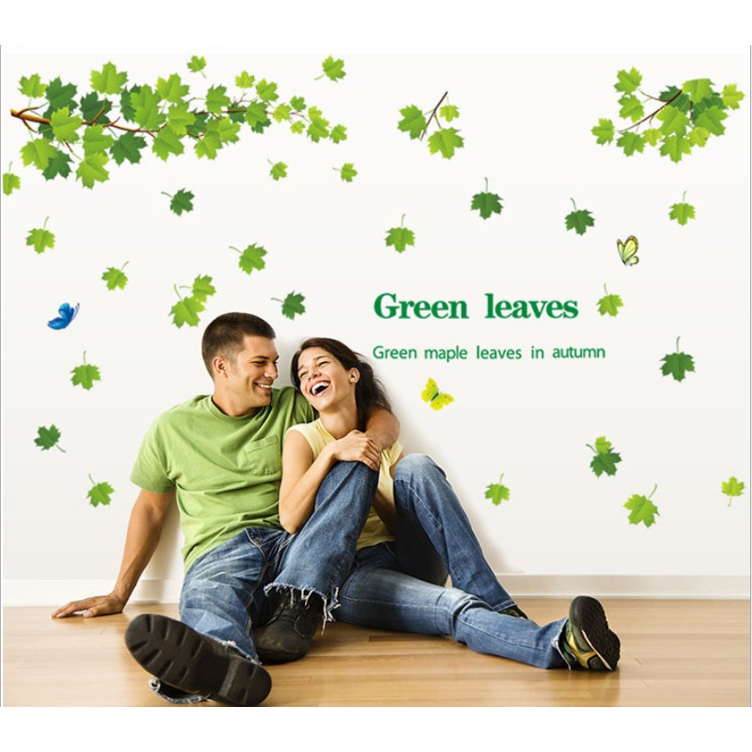 decal trang trí tường nhánh cây xanh Green mới