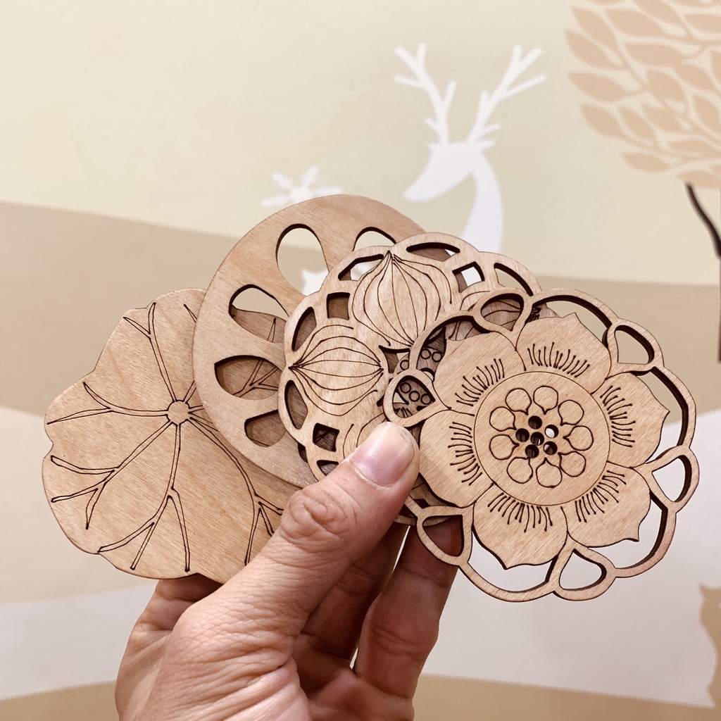 Trọn Bộ Miếng Lót Cốc Bằng Gỗ Benrikids Dày Dặn Cách Nhiệt Chống Trợn Trượt- Đồ Trang Trí Sang Trọng