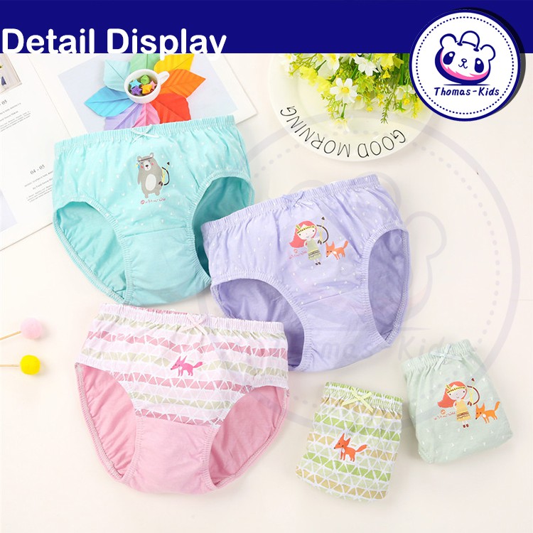 Set 5 Quần Lót Cotton In Hình Kỳ Lân Dễ Thương Cho Bé Gái 2-14 Tuổi