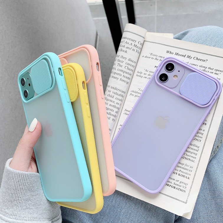 Ốp iPhone nắp trượt bảo vệ camera silicon dẻo 7/8/7Plus/8plus/X/XS/Xs Max/XR/11/12Promax
