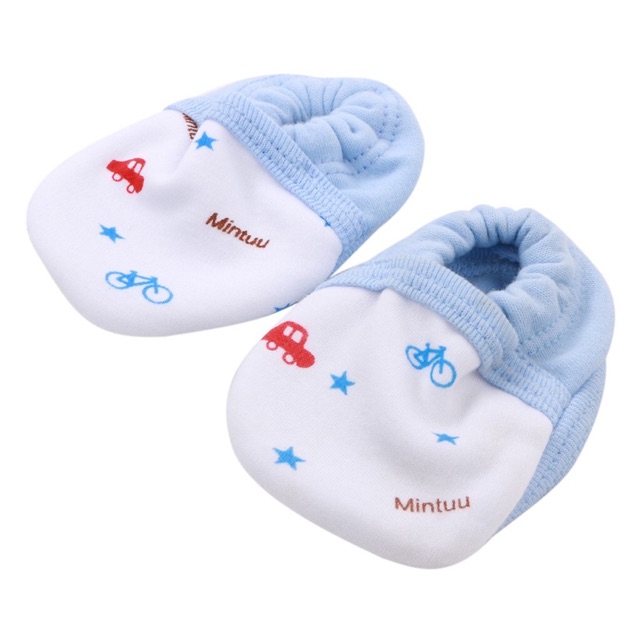 Giày vải Mintuu cotton HỌA TIẾT 100% 2 lớp mềm mịn cho bé 0-6m