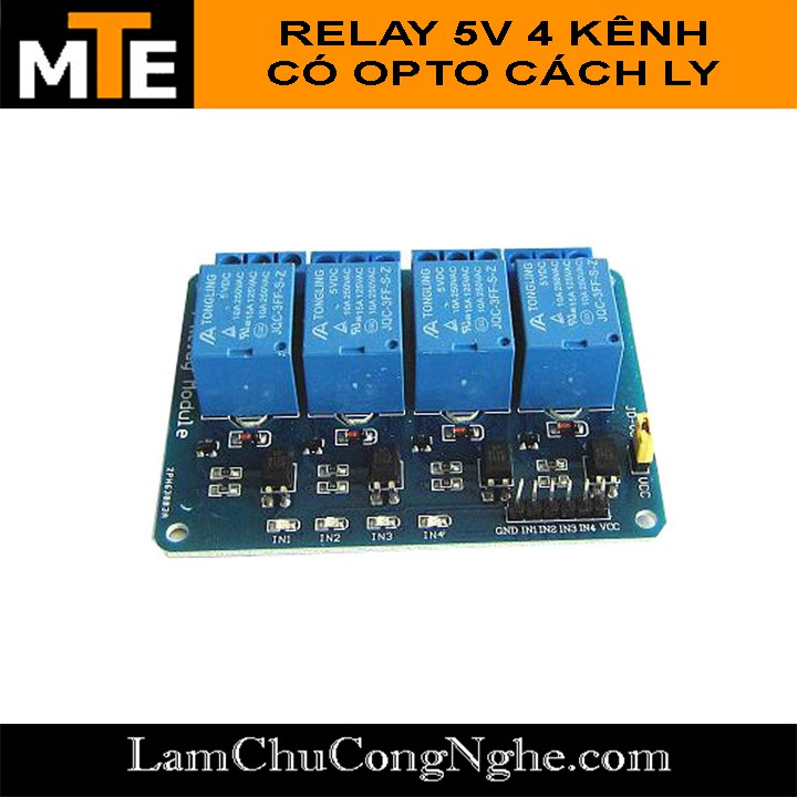 Module 4 relay với opto cách ly 5V đóng cắt thiết bị điện 10A