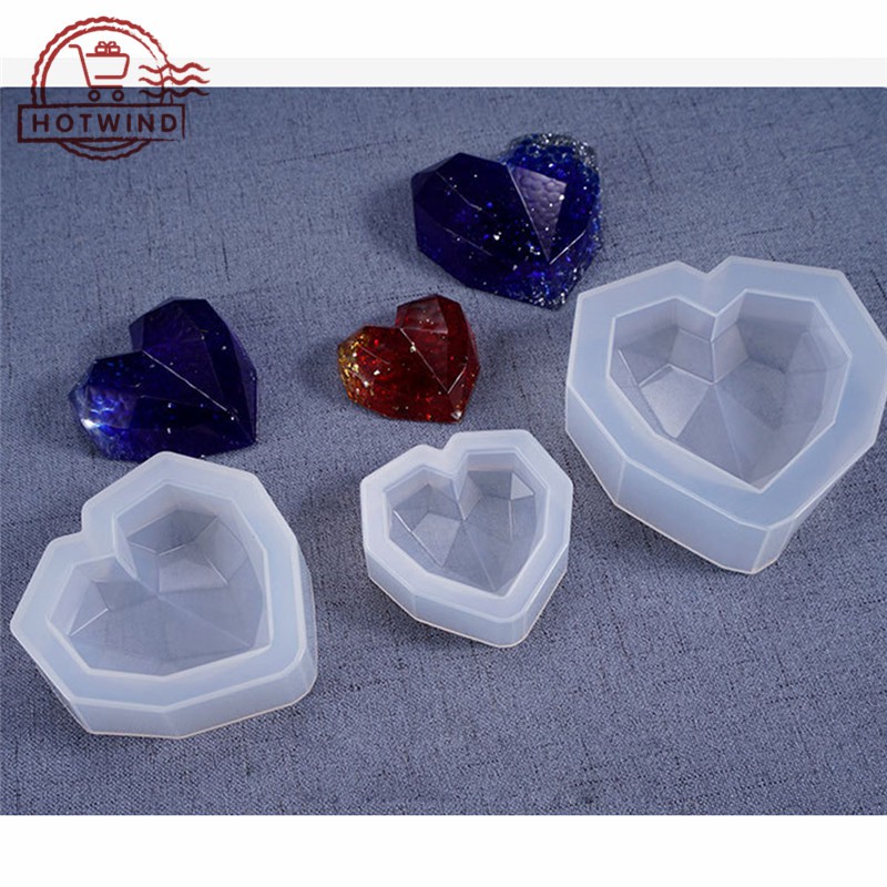 HW 3D Diamond Heart-shaped Silicone Mold Resin Art Silicone Mould Silicone Jewelry Making Molds