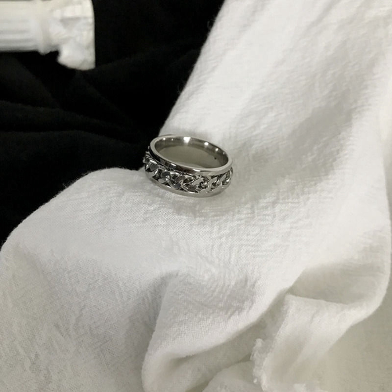 Nhẫn Dạng Xích Cá Tính Độc Đáo Phong Cách Hàn Quốc