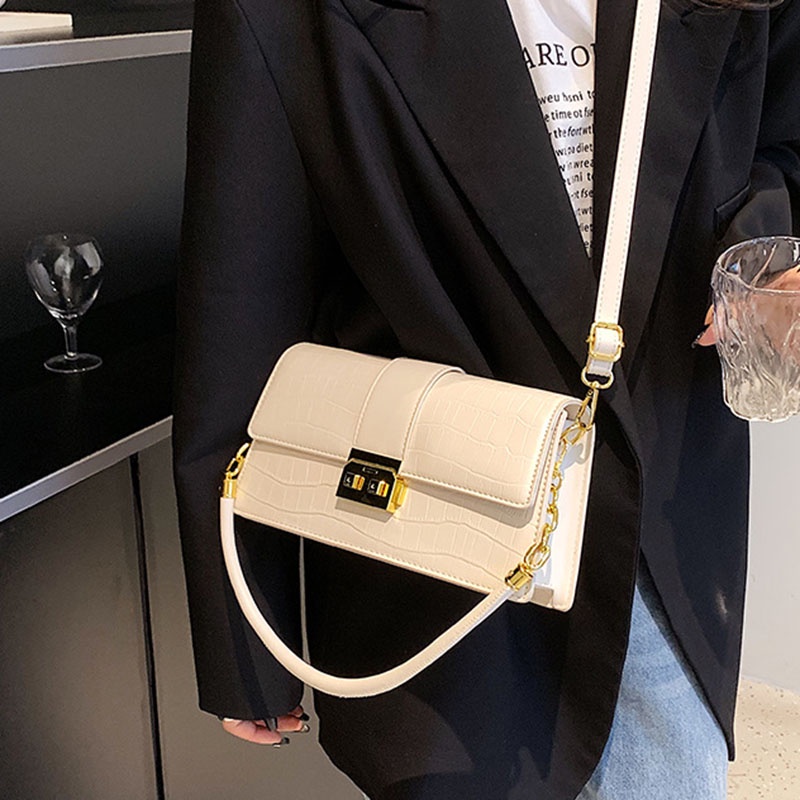 Túi đeo dưới cánh tay/ đeo cánh tay IELGY dáng vuông nhỏ họa tiết da cá sấu chất lượng cao cho nữ