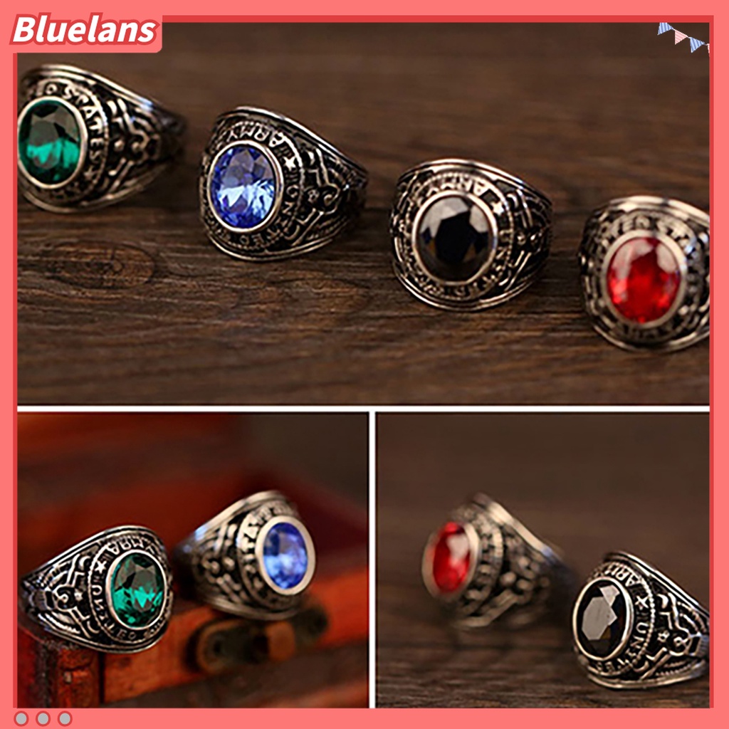 Nhẫn hợp kim đính đá quý nhân tạo sang trọng quý phái dành cho nam và nữ