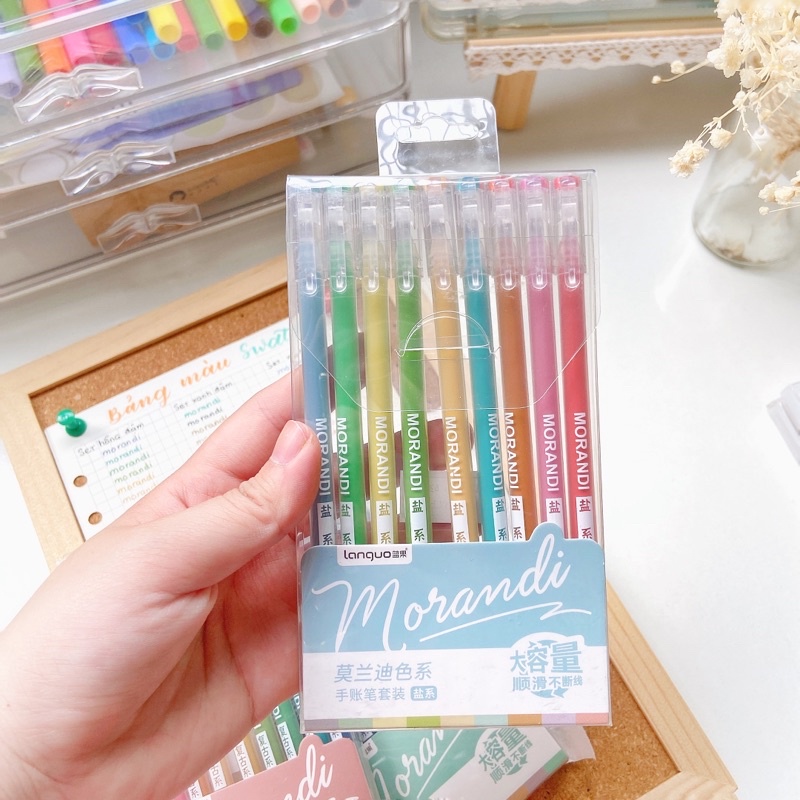 SET 9 BÚT GEL MÀU MORANDI DÙNG ĐỂ TAKE NOTE TRANG TRÍ SỔ TAY BULLET JOURNAL