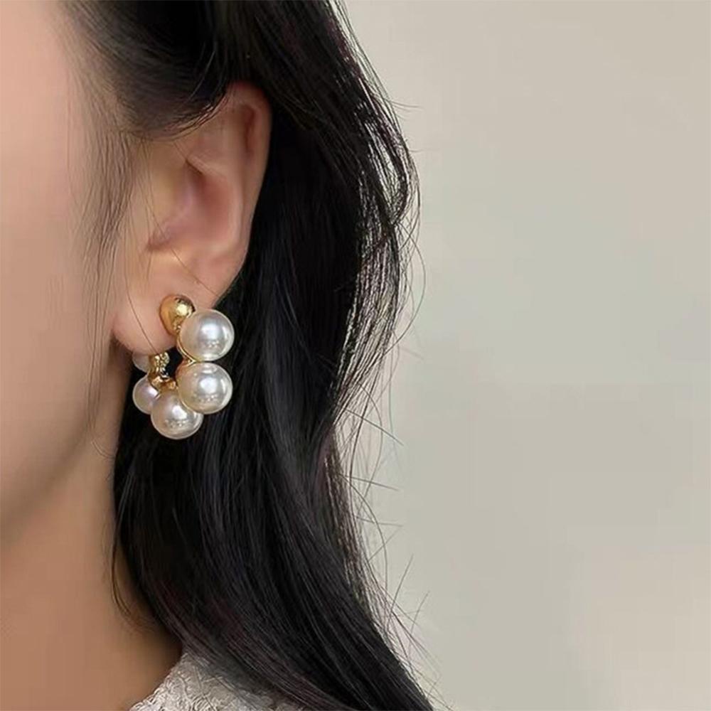 Khuyên Tai Đính Ngọc Trai Cao Cấp Đơn Giản Thời Trang I9O1