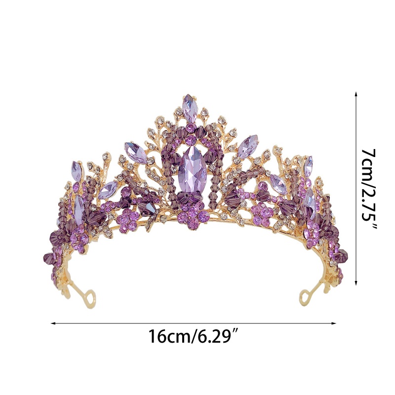 Vương Miện Đính Pha Lê Tím Thời Trang Dành Cho Cô Dâu