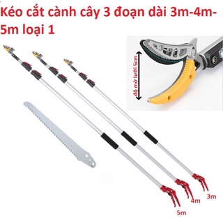 Kéo cắt cành hái quả trên cao 3m-4m-5m thu gọn -bảo hành 12 tháng