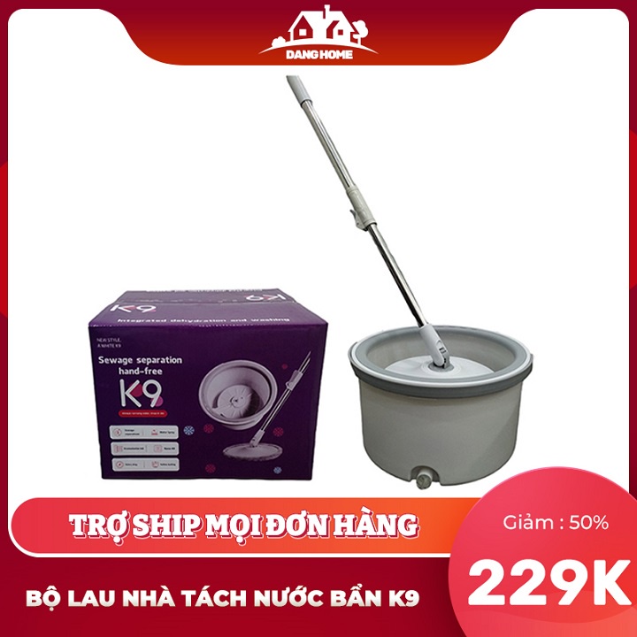 Cây lau nhà thông minh tách nước bẩn K9 tặng kèm 1 móc treo dính tường