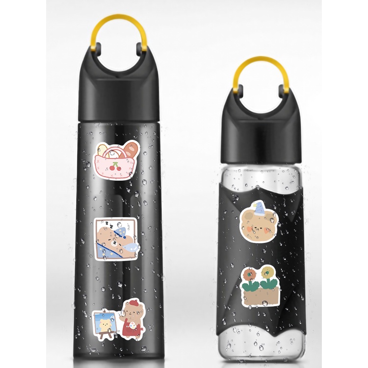Set 10/100 Sticker Dán Trang Trí Hình Gấu Hoạt Hình Chống Thấm Nước