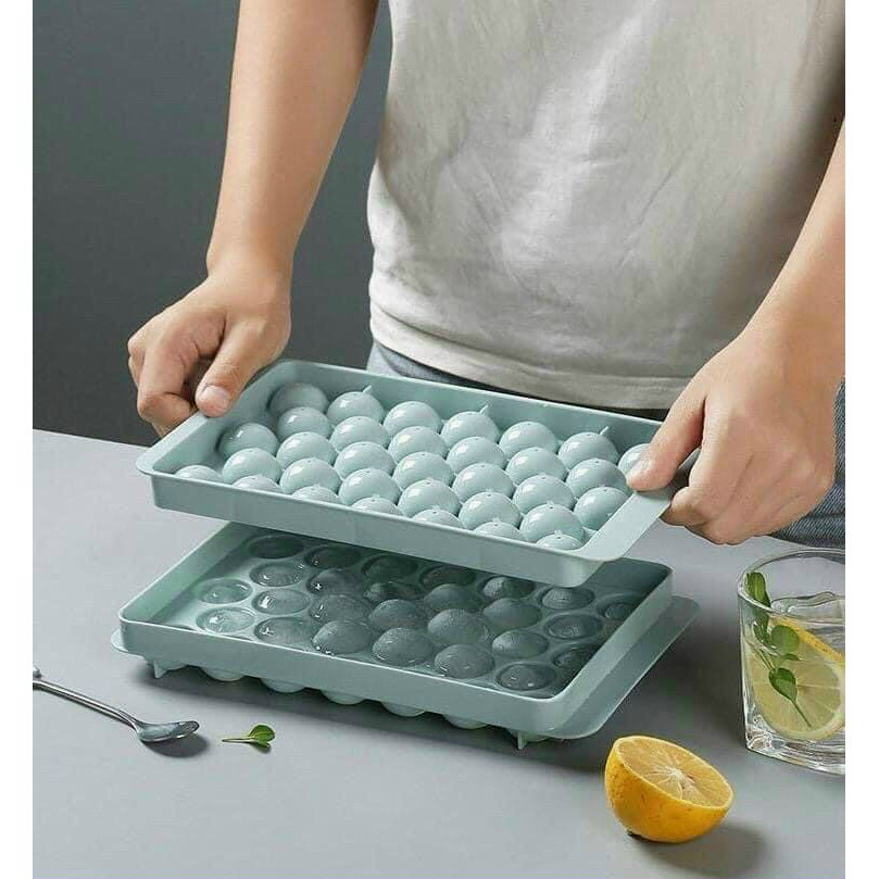 Khay đá viên tròn 33 viên thông minh có thể làm đá hoa quả làm thạch chất lượng cao cấp