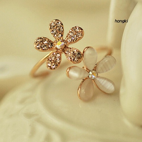 Nhẫn Hở Mặt Hình Hoa Cúc Đính Đá Thời Trang Cho Nữ