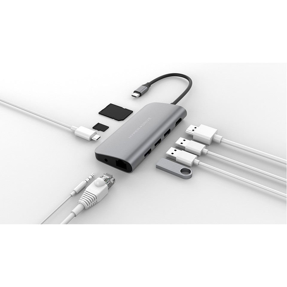 Cổng chuyển HyperDrive Power 9-in-1 USB-C Hub cho iPhone, Macbook, Ultrabook, USB-C Devices - HD30F - Hàng Chính Hãng