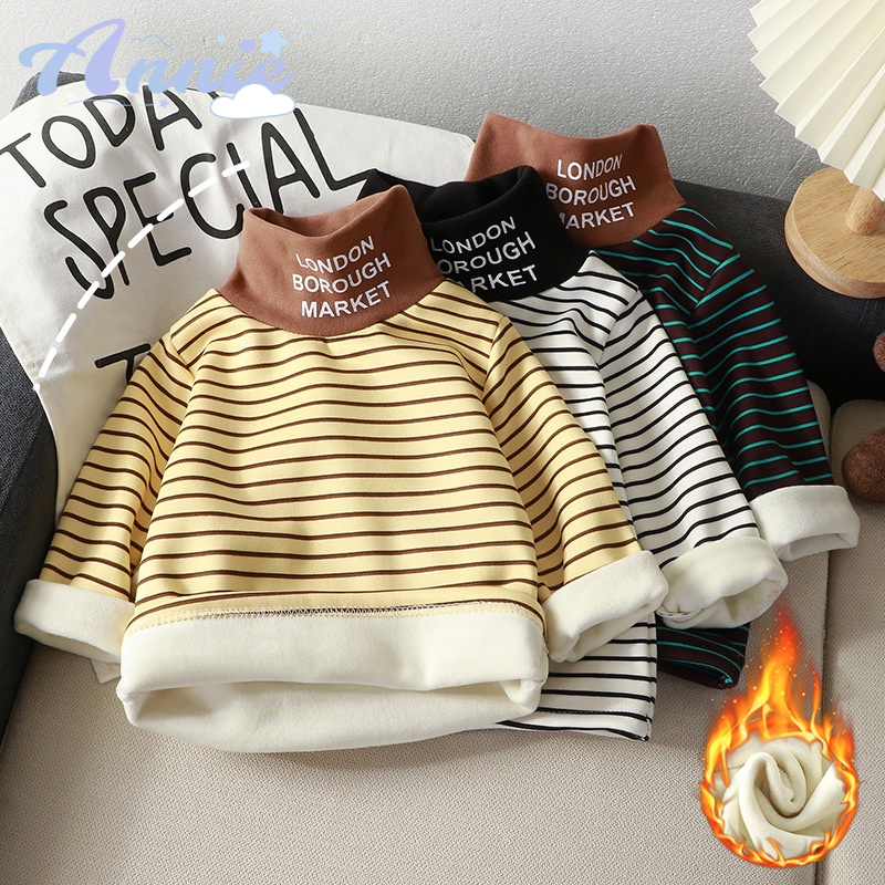 Annie Áo Khoác Cổ Lọ Vải cashmere Họa Tiết Kẻ Sọc Ấm Áp Thời Trang Thu Đông Cho Bé Trai Và Bé Gái