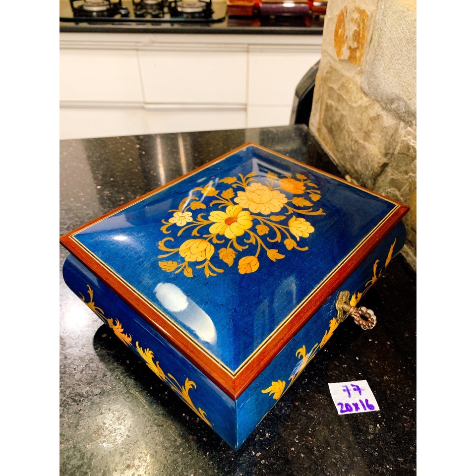 Hộp nhạc Sankyo gỗ khảm ITALY cao cấp chơi bản "Love Story"  MS77