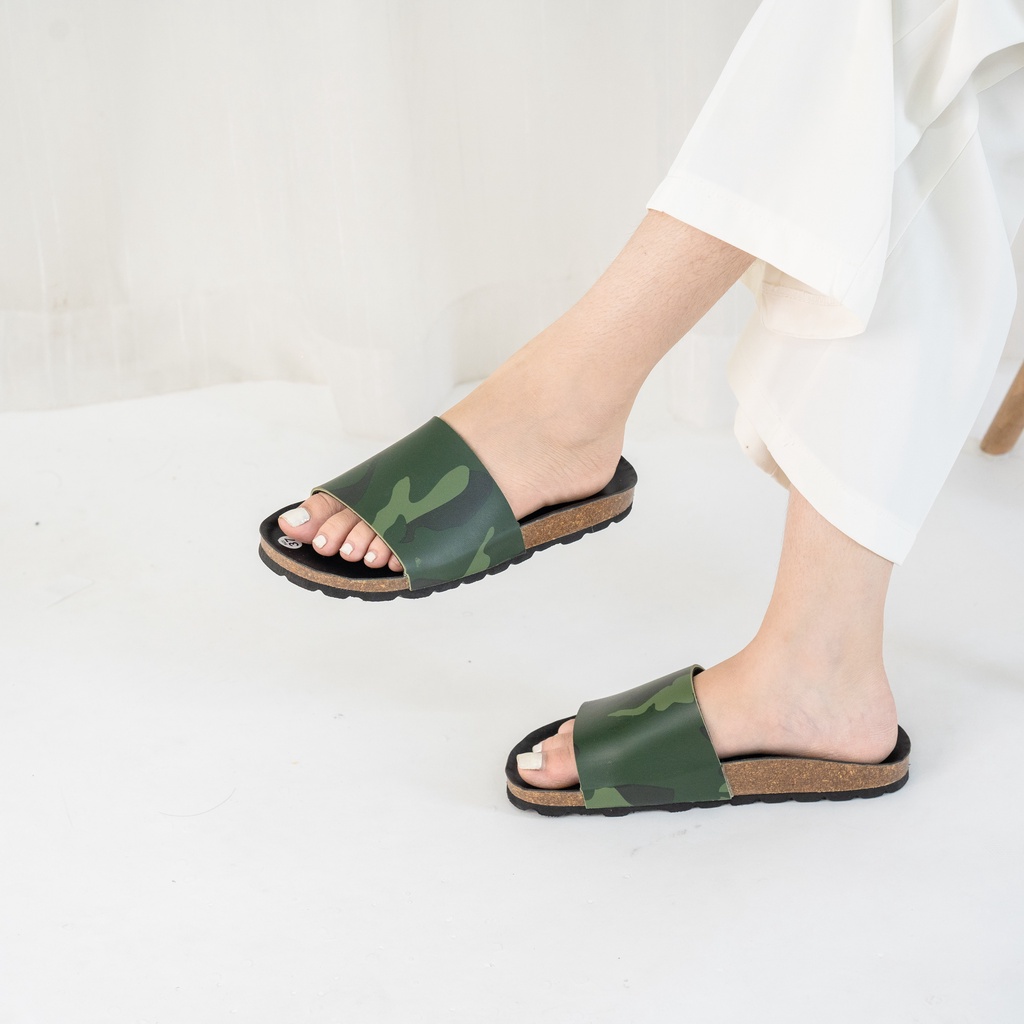 [Bản giới hạn] R05 -  Dép Birken Đế Trấu BIOLINE Official Phối Màu Camo Rằn Ri Thiết Kế Unisex Nam nữ Quai Da PU cao cấp