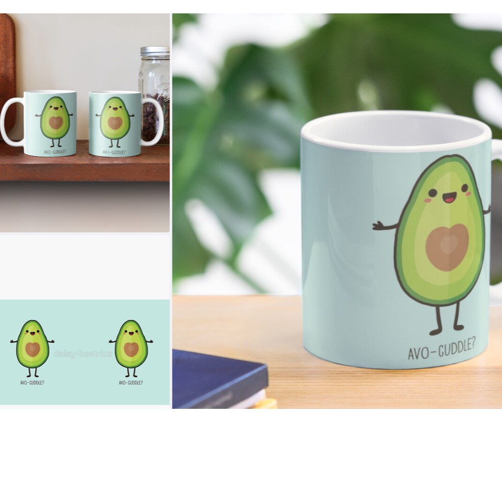 Cốc sứ ly sứ đôi cao cấp hình quả bơ đáng yêu tặng vòng tay tình nhân