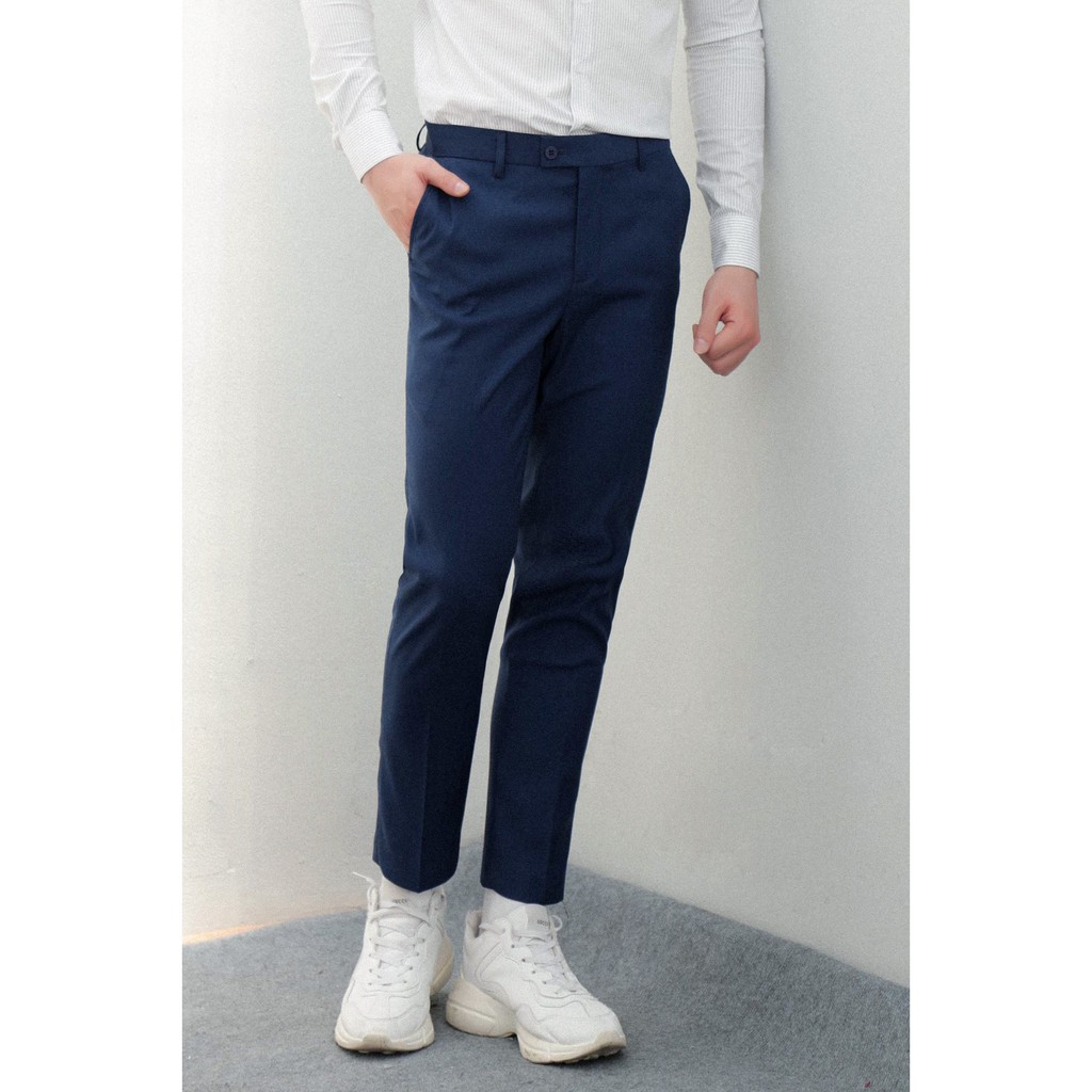 Quần tây nam ống suôn màu xanh đậm phong cách công sở lịch lãm thương hiệu A/G | BigBuy360 - bigbuy360.vn