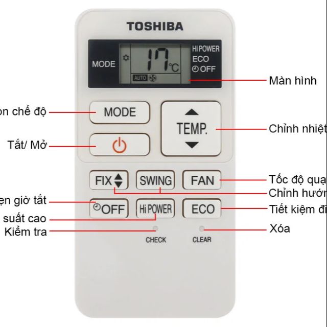 REMOTE ĐIỀU KHIỂN MÁY LẠNH TOSHIBA - REMOTE TOSHIBA TRẮNG NHỎ ( TẶNG KÈM PIN )