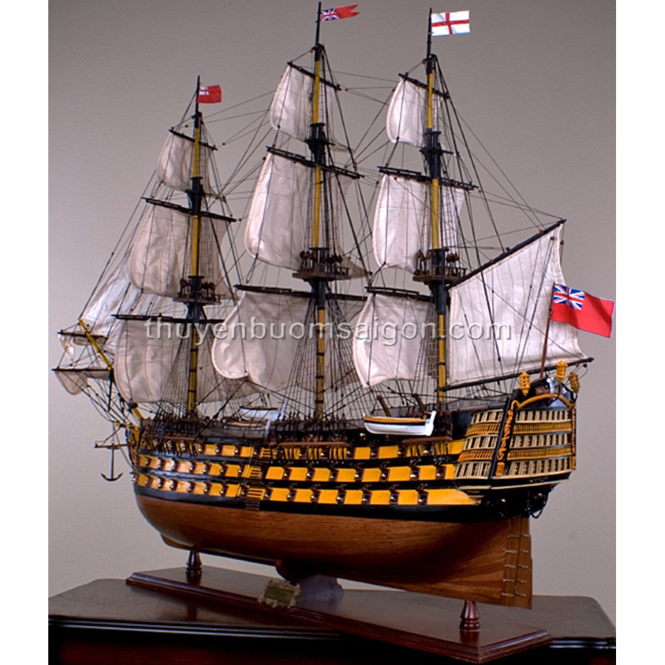 Mô hình Thuyền Buồm Gỗ Trang Trí Phong Thủy HMS Victory (hàng cao cấp, chi tiết tinh xảo, không lắp ráp)