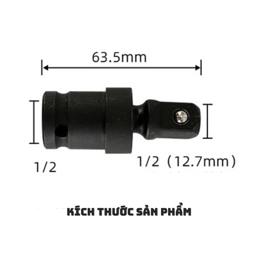 Khớp nối chuyển cờ lê, đầu chuyển bulong 1/2 giúp mở ốc góc chết xoay 360 độ