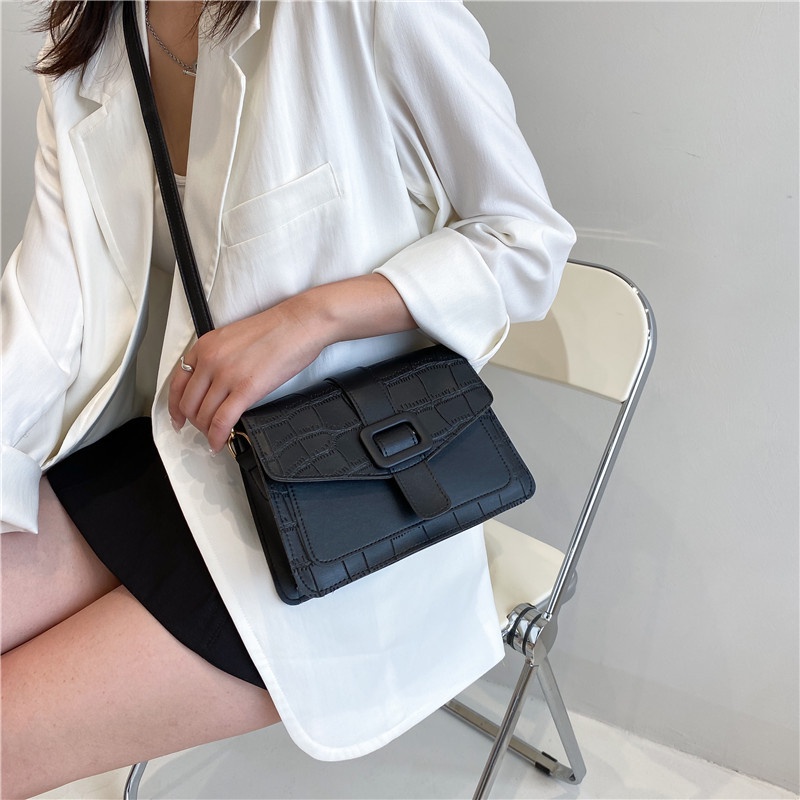 Túi Đeo Vai Dáng Vuông Vân Da Cá Sấu Kiểu retro Thời Trang Cho Nữ