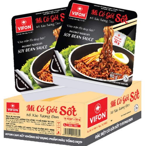 Thùng 18 Mì Xào Tương Đen VIFON (90g / Khay)